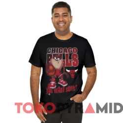 Vintage Chicago Bulls Looney Tunes Taz You Want Some T shirt Black T shirt