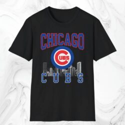 Vintage Chicago Cubs City Skyline Shirt Black T shirt