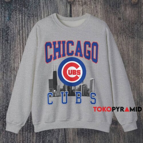 Vintage Chicago Cubs City Skyline Shirt Grey Sweatshirt Vintage Chicago Cubs City Skyline Shirt Grey Sweatshirt