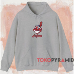 Vintage Cleveland Indians Logo Shirt Grey Hoodie