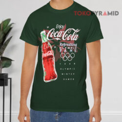 Vintage Coca Cola Enjoy 1998 Olympic Games Green T shirt