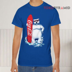 Vintage Coca cola 1995 Surfboard Polar Bear Blue T shirt