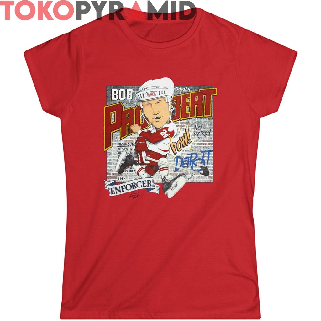 Vintage Detroit Red Wings Bob Probert Caricature Shirt Vintage Detroit Red Wings Bob Probert Caricature Shirt