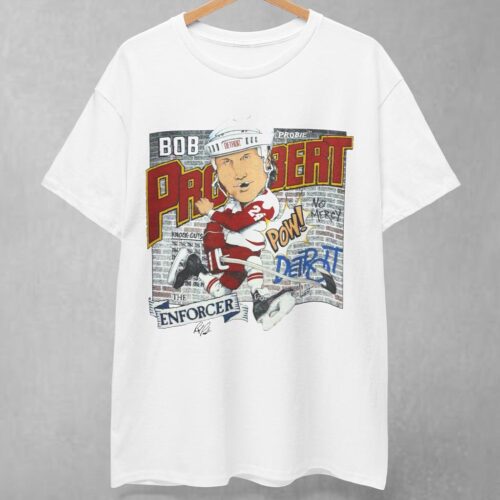 Vintage Detroit Red Wings Bob Probert Caricature Shirt Vintage Detroit Red Wings Bob Probert Caricature Shirt