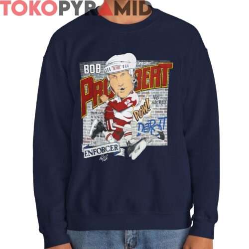 Vintage Detroit Red Wings Bob Probert Caricature Shirt Vintage Detroit Red Wings Bob Probert Caricature Shirt