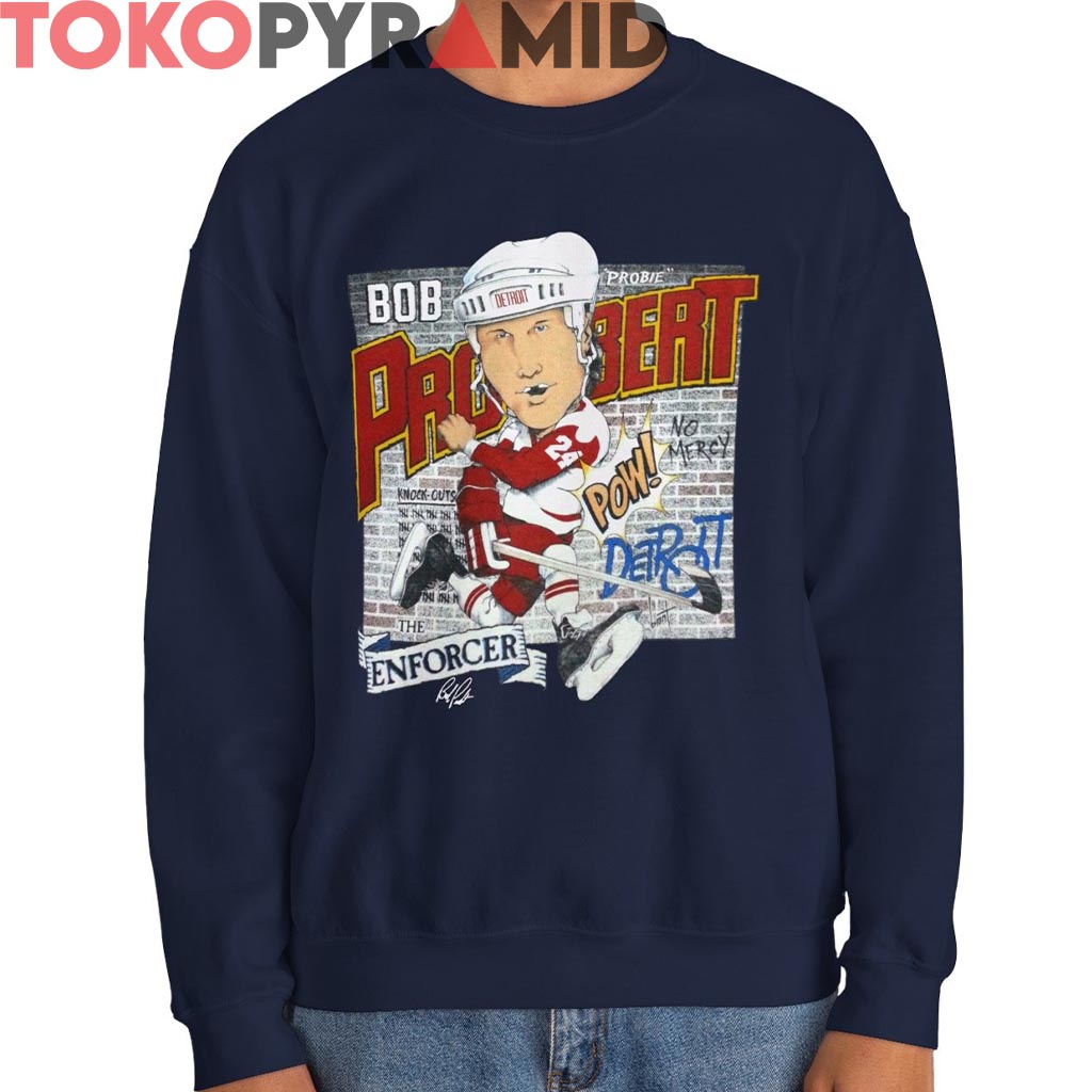 Vintage Detroit Red Wings Bob Probert Caricature Shirt Vintage Detroit Red Wings Bob Probert Caricature Shirt