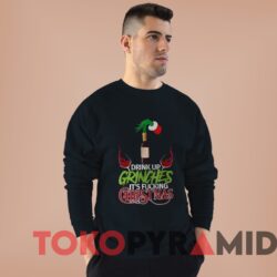 Vintage Drink Up Grinches It's Fucking Christmas Sweater Man Black Sweater