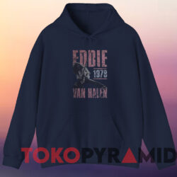 Vintage Eddie Van Halen 1978 Concert T shirt Navy Hoodie