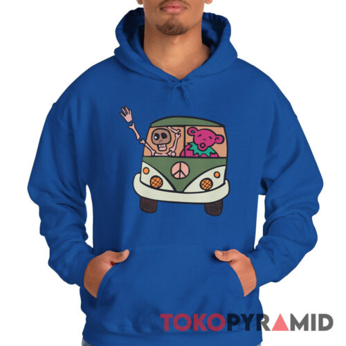 Vintage Grateful Dead VW Bus Skeleton Dancing Bear Rare Hoodie