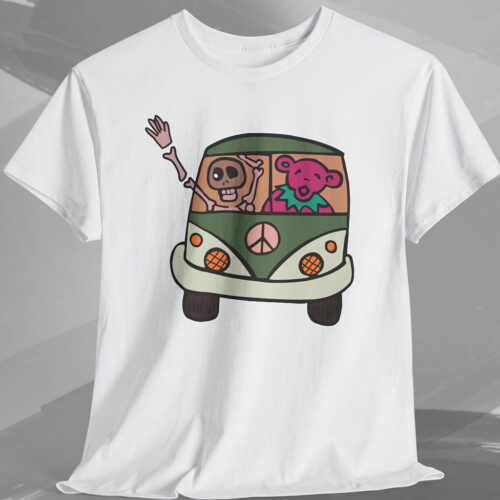 Vintage Grateful Dead VW Bus Skeleton Dancing Bear Rare Shirt