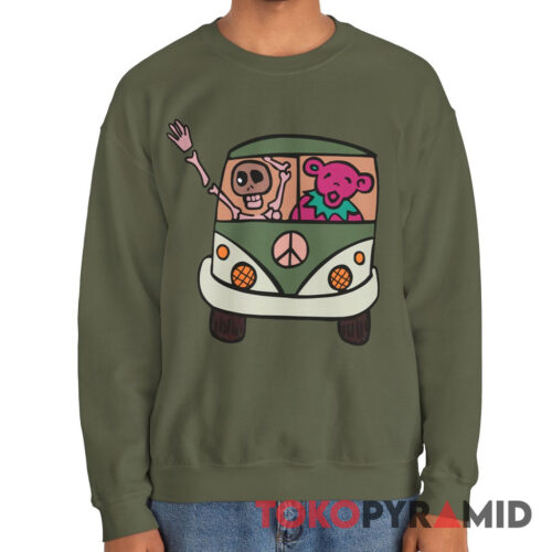 Vintage Grateful Dead VW Bus Skeleton Dancing Bear Rare Sweatshirt