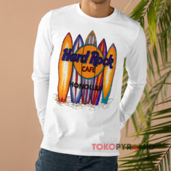 Vintage Hard Rock Cafe Honolulu Surfboard Shirt 4 Vintage Hard Rock Cafe Honolulu Surfboard White Long sleeved