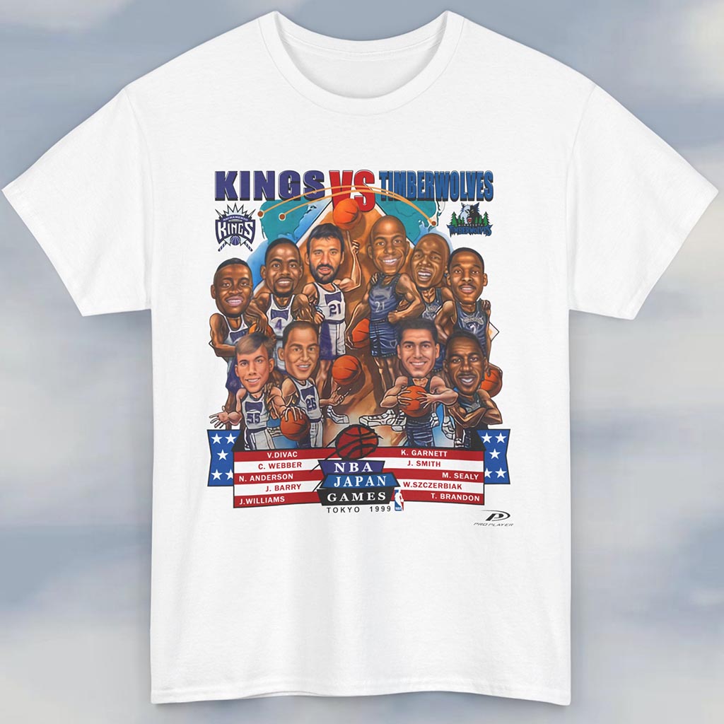 Vintage Japan Games Tokyo 1999 Kings Vs Timberwolves Shirt Vintage Japan Games Tokyo 1999 Kings Vs Timberwolves Shirt