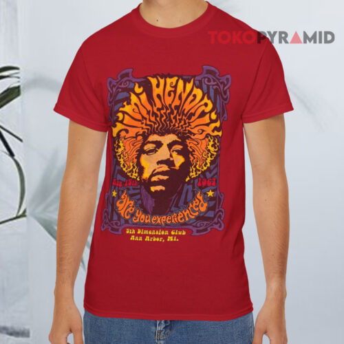 Vintage Jimi Hendrix 5th Dimension Club Shirt Are You Experienced Red T shirt