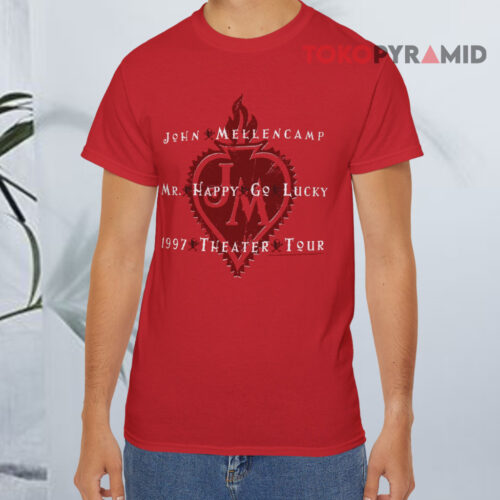 Vintage John Mellencamp Mr Happy Go Lucky 1997 Theater Tour Red T shirt Vintage John Mellencamp Mr Happy Go Lucky 1997 Theater Tour Red T shirt