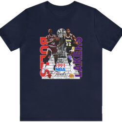 Vintage Lakers vs. Bulls 1991 NBA Finals Jordan and Magic Tee 5 Vintage Lakers vs Bulls 1991 NBA Finals Jordan and Magic Tee
