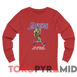 Rare Vintage LeBron James Skeleton 23 Warren Lotas LA Lakers T-shirt 2 Vintage Lebron James Skeleton 23 Warren Lotas LA Lakers T shirt Red Long sleeved