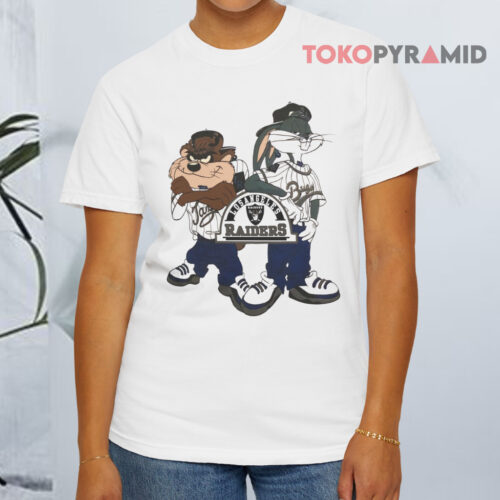 Vintage Looney Tunes Bugs Bunny Taz Los Angeles Raiders White T shirt