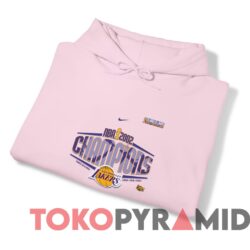 Vintage Los Angeles Lakers 2002 NBA Champions Three In A Row Tee Light pink Hoodie