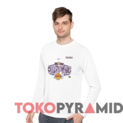 Vintage Los Angeles Lakers 2002 NBA Champions Three In A Row Tee White Long sleeved