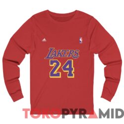 Vintage Los Angeles Lakers Adidas Kobe Bryant Lakers 24 T Shirt Red Long sleeved
