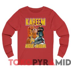 Vintage Los Angeles Lakers Kareem Abdul-Jabbar Tee 2 Vintage Los Angeles Lakers Kareem Abdul Jabbar Tee Red Long sleeved