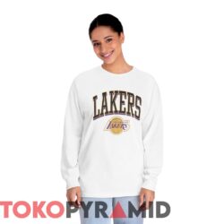 Vintage Los Angeles Lakers Keyline Logo Crew Unique Tee 2 Vintage Los Angeles Lakers Keyline Logo Crew Tee White Long sleeved