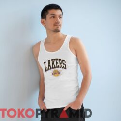 Vintage Los Angeles Lakers Keyline Logo Crew Tee White Tank Top