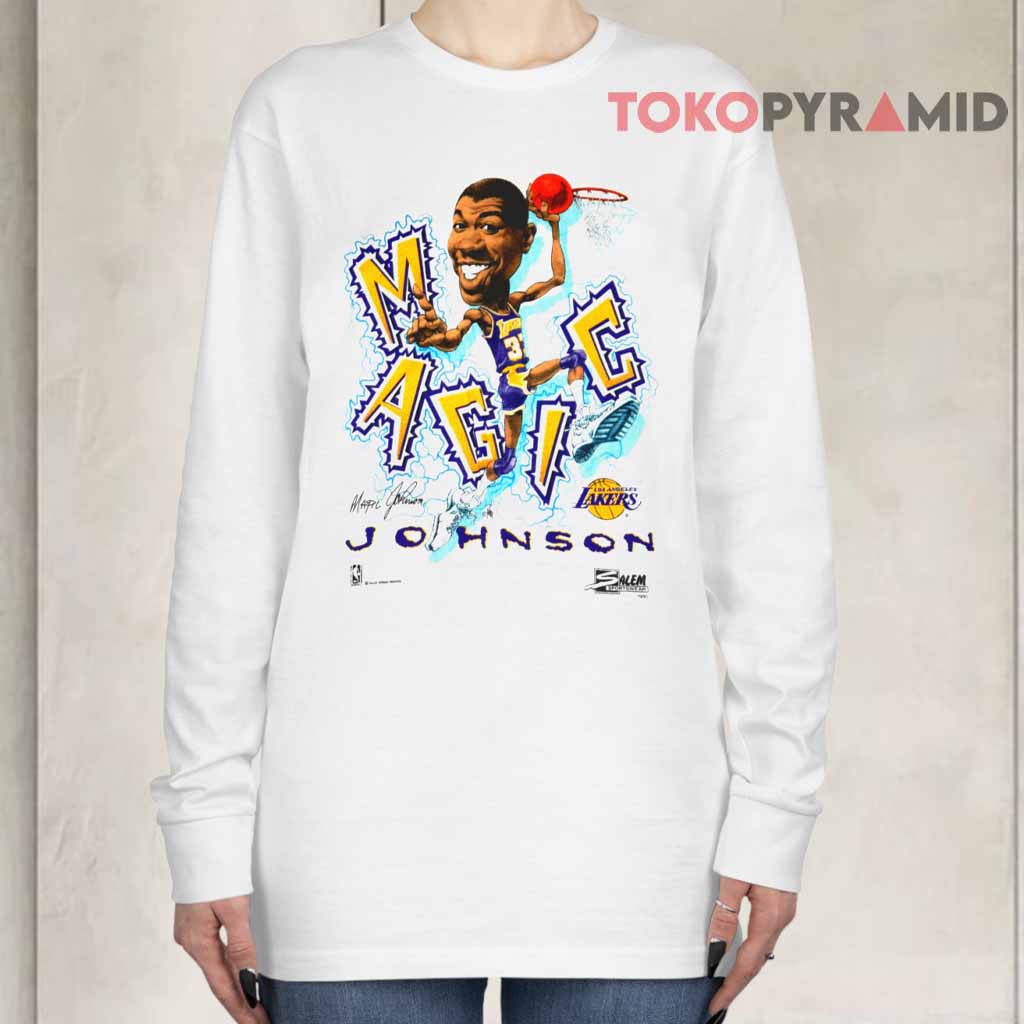 Vintage Los Angeles Lakers Magic Johnson Salem Caricature Long sleeved Vintage Los Angeles Lakers Magic Johnson Salem Caricature Long sleeved