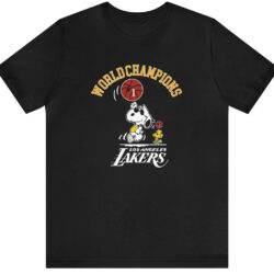 Vintage Los Angeles Lakers Snoopy World Champions T shirt Black T shirt