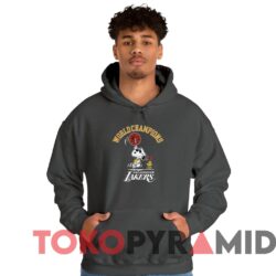 Vintage Los Angeles Lakers Snoopy World Champions T shirt Dark Heather Hoodie