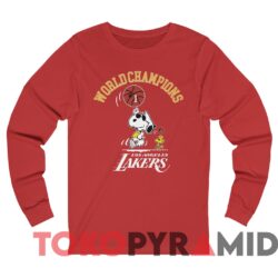 Vintage Los Angeles Lakers Snoopy World Champions T shirt Red Long sleeved