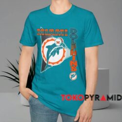 Vintage Miami Dolphins Bold Vertical Logo Shirt Trophical Blue T shirt