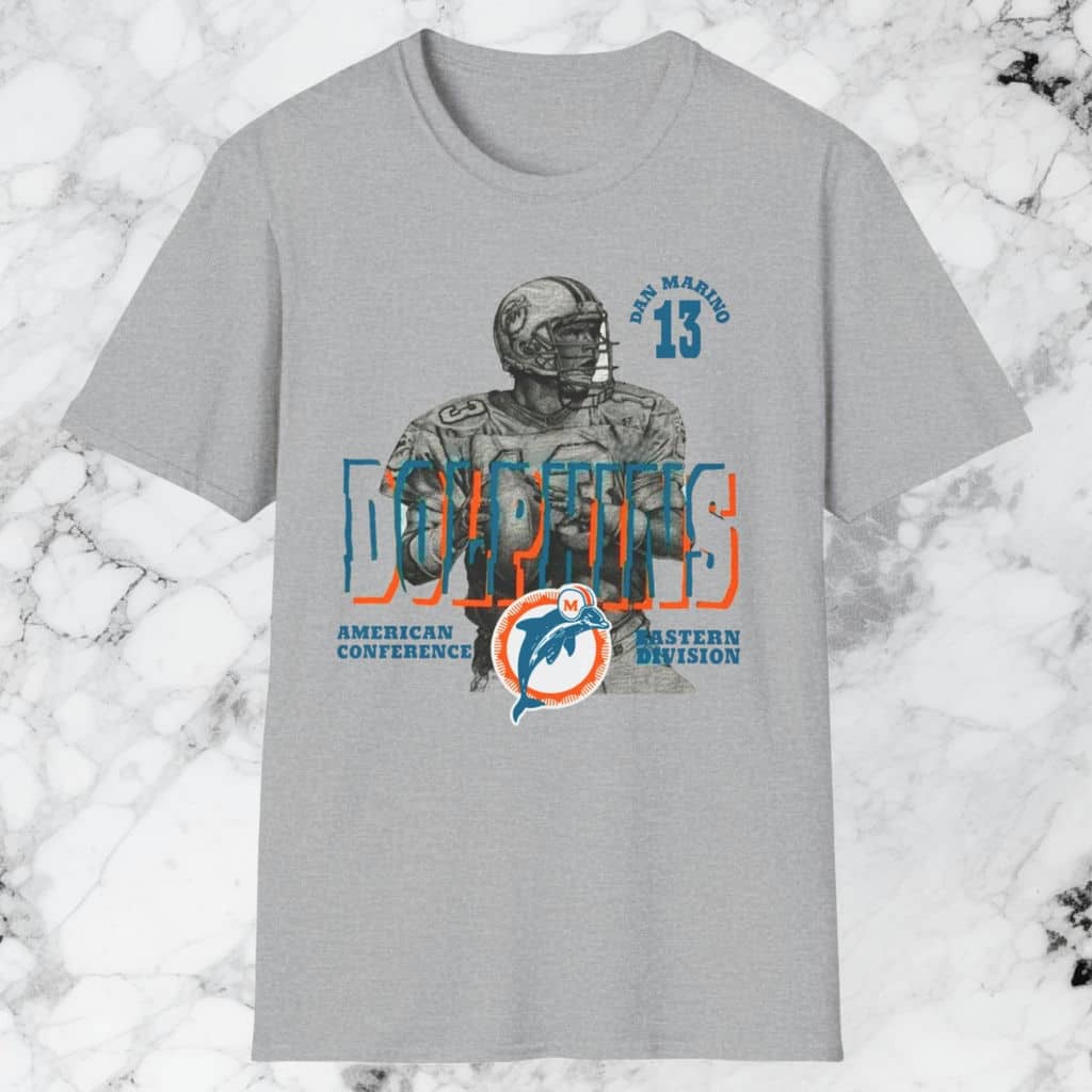 Vintage Miami Dolphins Dan Marino Shirt Grey T shirt Vintage Miami Dolphins Dan Marino Shirt Grey T shirt