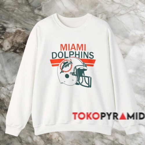 Vintage Miami Dolphins Helmet Graphic Shirt White Sweatshirt Vintage Miami Dolphins Helmet Graphic Shirt White Sweatshirt