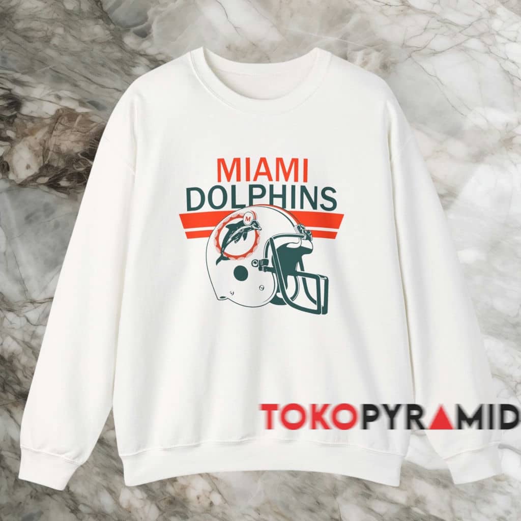 Vintage Miami Dolphins Helmet Graphic Shirt White Sweatshirt Vintage Miami Dolphins Helmet Graphic Shirt White Sweatshirt