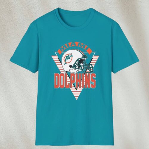 Vintage Miami Dolphins Trench Shirt Tropical Blue T shirt