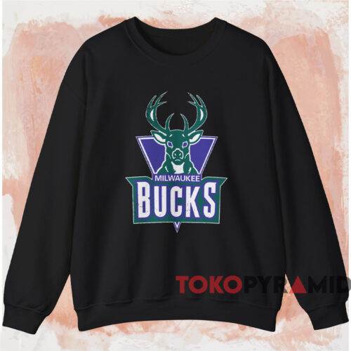 Vintage Milwaukee Bucks Logo Graphic Shirt Black Sweatshirt