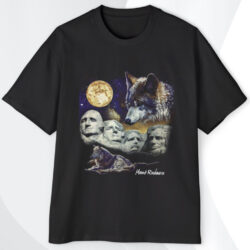 Vintage Mount Rushmore Wolf Moon Sky Glow In The Dark T shirt