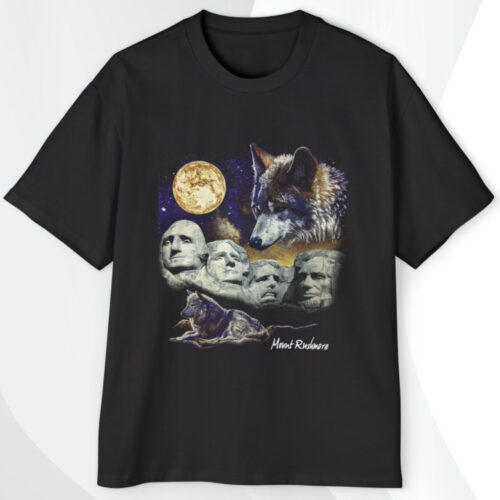 Vintage Mount Rushmore Wolf Moon Sky Glow In The Dark T shirt