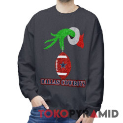 Vintage NFL Dallas Cowboys Grinch Hand Christmas Rare Sweatshirt