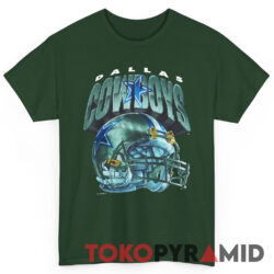 Vintage NFL Dallas Cowboys Helmet 3D Text Old Green Helmet Rare Tee