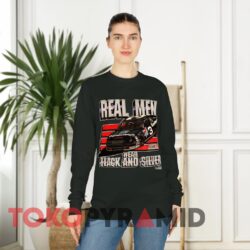 Vintage Nascar Dale Earnhardt Real Men Wear Black And Silver Black Long sleeved