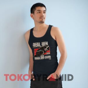 Vintage Nascar Dale Earnhardt Real Men Wear Black And Silver Black Tank Top