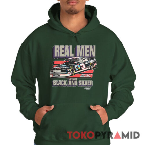 Vintage Nascar Dale Earnhardt Real Men Wear Black And Silver Hoodie