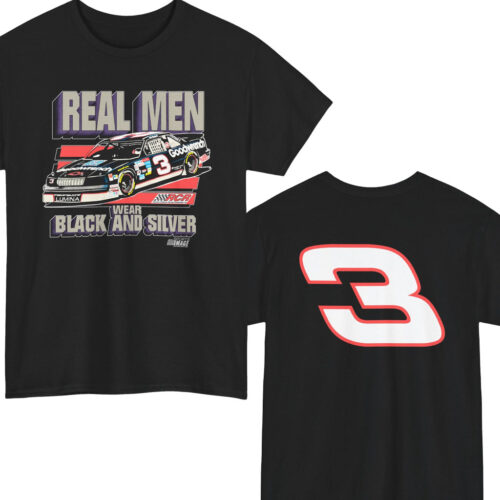 Vintage Nascar Dale Earnhardt Real Men Wear Black And Silver T Shirt