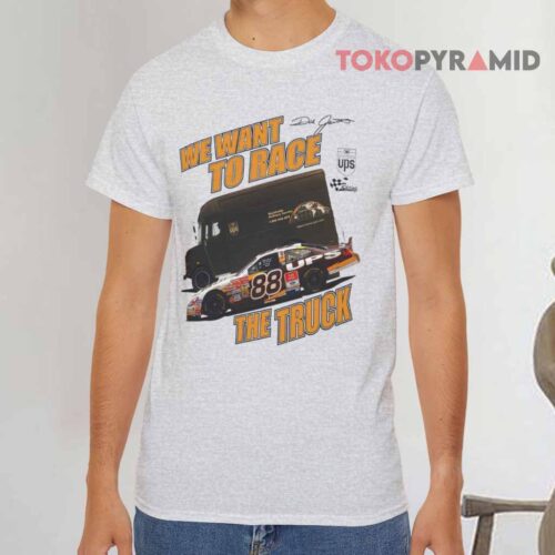 Vintage Nascar Dale Jarrett Ups T shirt We Want To Race The Truck Grey T shirt