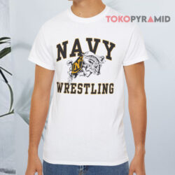 Vintage Navy Wrestling Logo White T shirt
