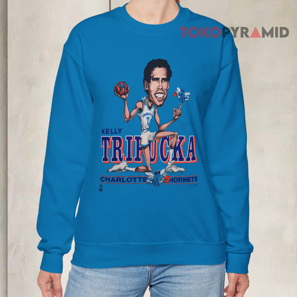 Vintage Nba Charlotte Hornets Kelly Tripucka Salem Blue Sweatshirt Vintage Nba Charlotte Hornets Kelly Tripucka Salem Blue Sweatshirt