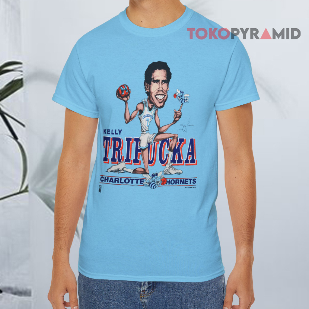 Vintage Nba Charlotte Hornets Kelly Tripucka Salem Blue T shirt Vintage Nba Charlotte Hornets Kelly Tripucka Salem Blue T shirt
